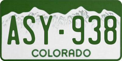 CO license plate ASY938