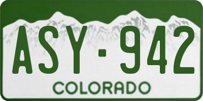 CO license plate ASY942