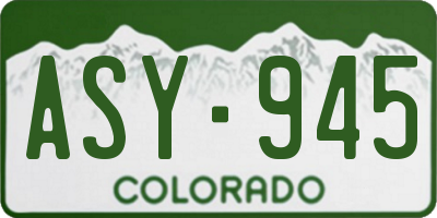 CO license plate ASY945