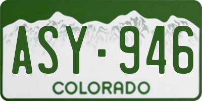 CO license plate ASY946