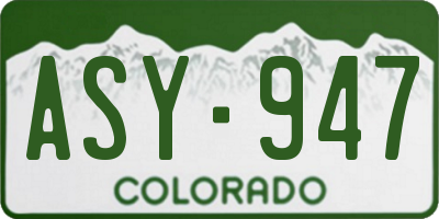 CO license plate ASY947