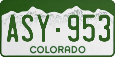 CO license plate ASY953