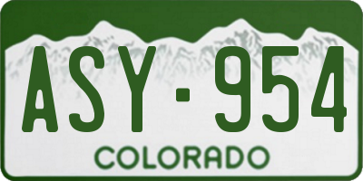 CO license plate ASY954