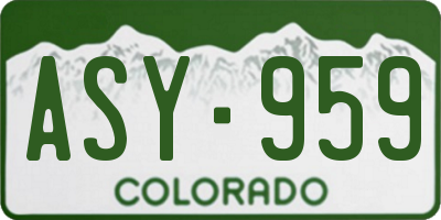 CO license plate ASY959