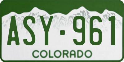 CO license plate ASY961