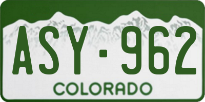 CO license plate ASY962