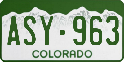 CO license plate ASY963