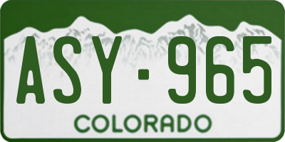 CO license plate ASY965