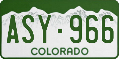 CO license plate ASY966