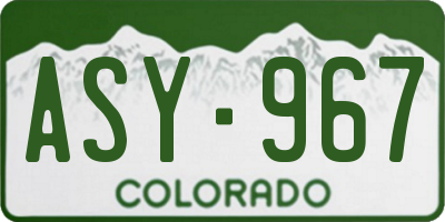 CO license plate ASY967