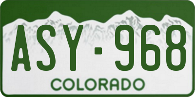 CO license plate ASY968