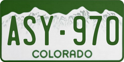 CO license plate ASY970