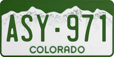 CO license plate ASY971