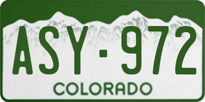 CO license plate ASY972