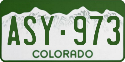 CO license plate ASY973