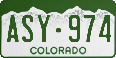 CO license plate ASY974