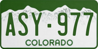 CO license plate ASY977