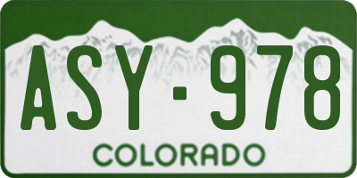 CO license plate ASY978