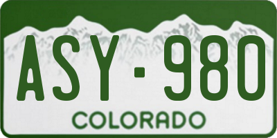 CO license plate ASY980