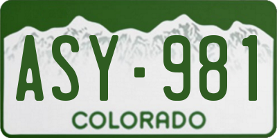 CO license plate ASY981