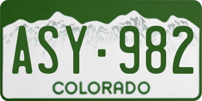 CO license plate ASY982