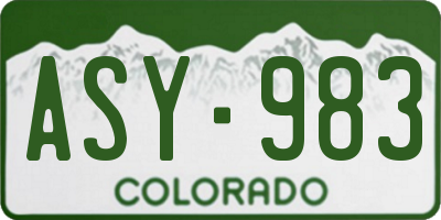 CO license plate ASY983