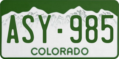 CO license plate ASY985