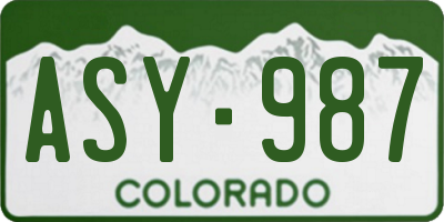 CO license plate ASY987