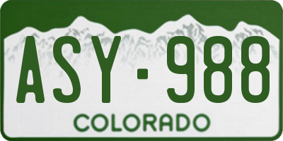 CO license plate ASY988