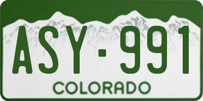 CO license plate ASY991