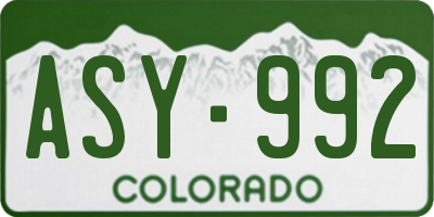 CO license plate ASY992