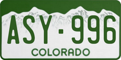 CO license plate ASY996