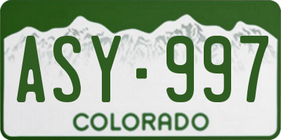 CO license plate ASY997