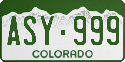 CO license plate ASY999