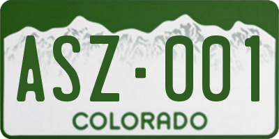 CO license plate ASZ001