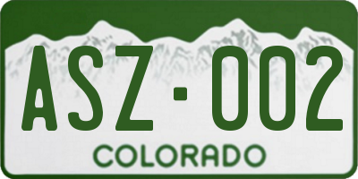 CO license plate ASZ002