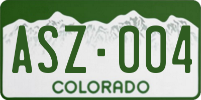 CO license plate ASZ004