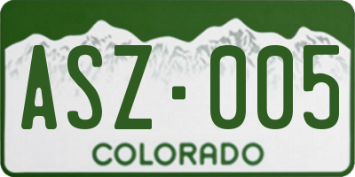 CO license plate ASZ005