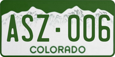 CO license plate ASZ006