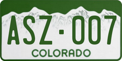 CO license plate ASZ007