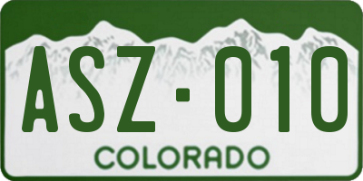 CO license plate ASZ010