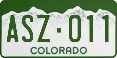 CO license plate ASZ011