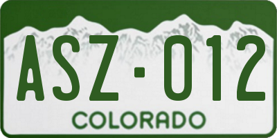 CO license plate ASZ012