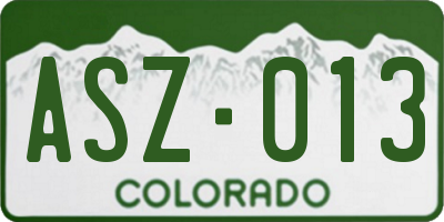 CO license plate ASZ013