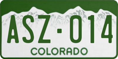 CO license plate ASZ014