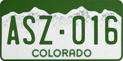 CO license plate ASZ016