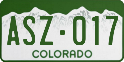 CO license plate ASZ017