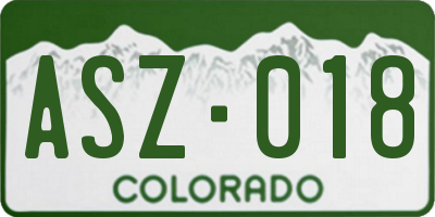 CO license plate ASZ018