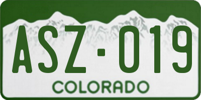 CO license plate ASZ019