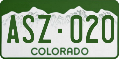 CO license plate ASZ020